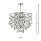 Pescara 5 Light Round Pendant Decorative Crystal<br>Crystal