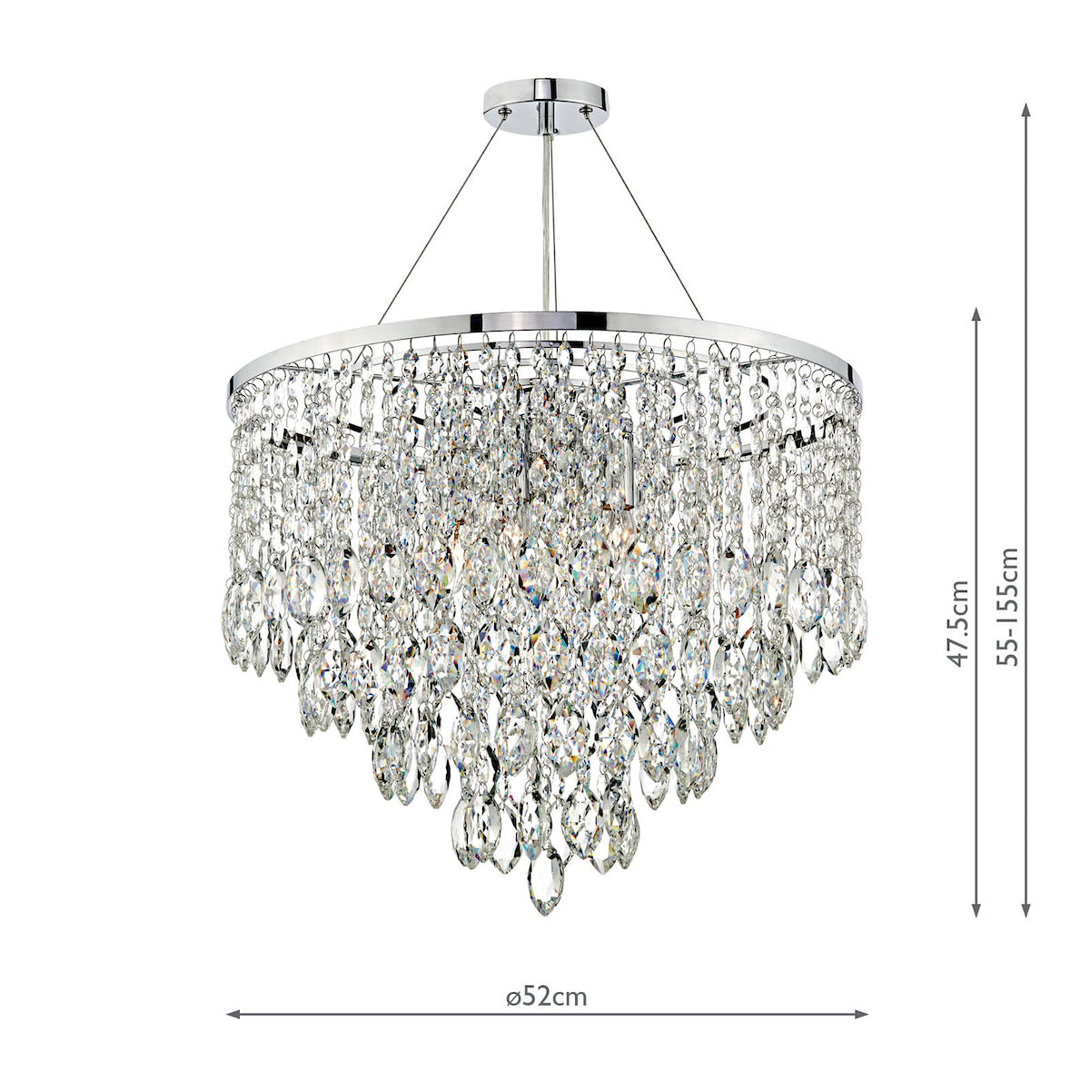 Pescara 5 Light Round Pendant Decorative Crystal<br>Crystal