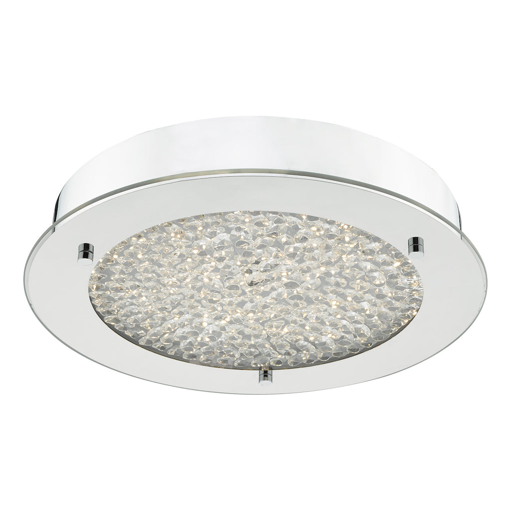 Peta Small Bathroom Flush Polished Chrome Crystal Light LED IP44<br>Polished Chrome