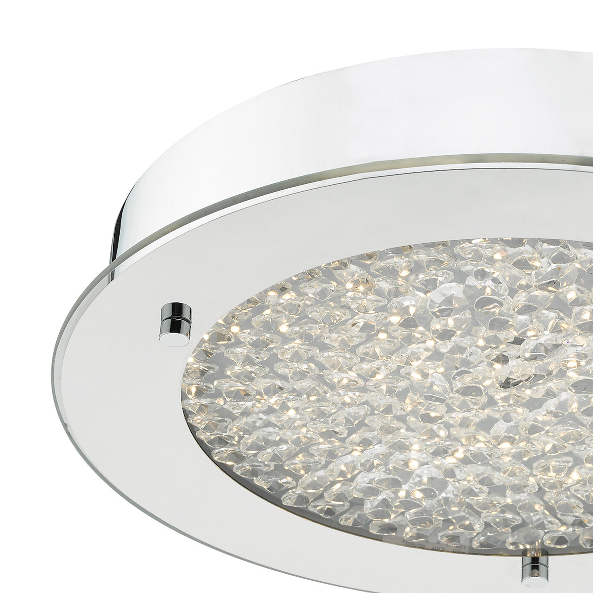 Peta Small Bathroom Flush Polished Chrome Crystal Light LED IP44<br>Polished Chrome