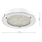 Peta Small Bathroom Flush Polished Chrome Crystal Light LED IP44<br>Polished Chrome