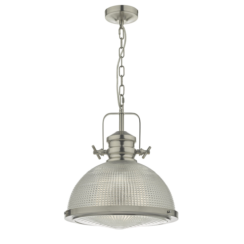 Peyton 1 Light Pendant Satin Nickel And Textured Glass<br>Satin Nickel
