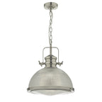 Peyton 1 Light Pendant Satin Nickel And Textured Glass<br>Satin Nickel