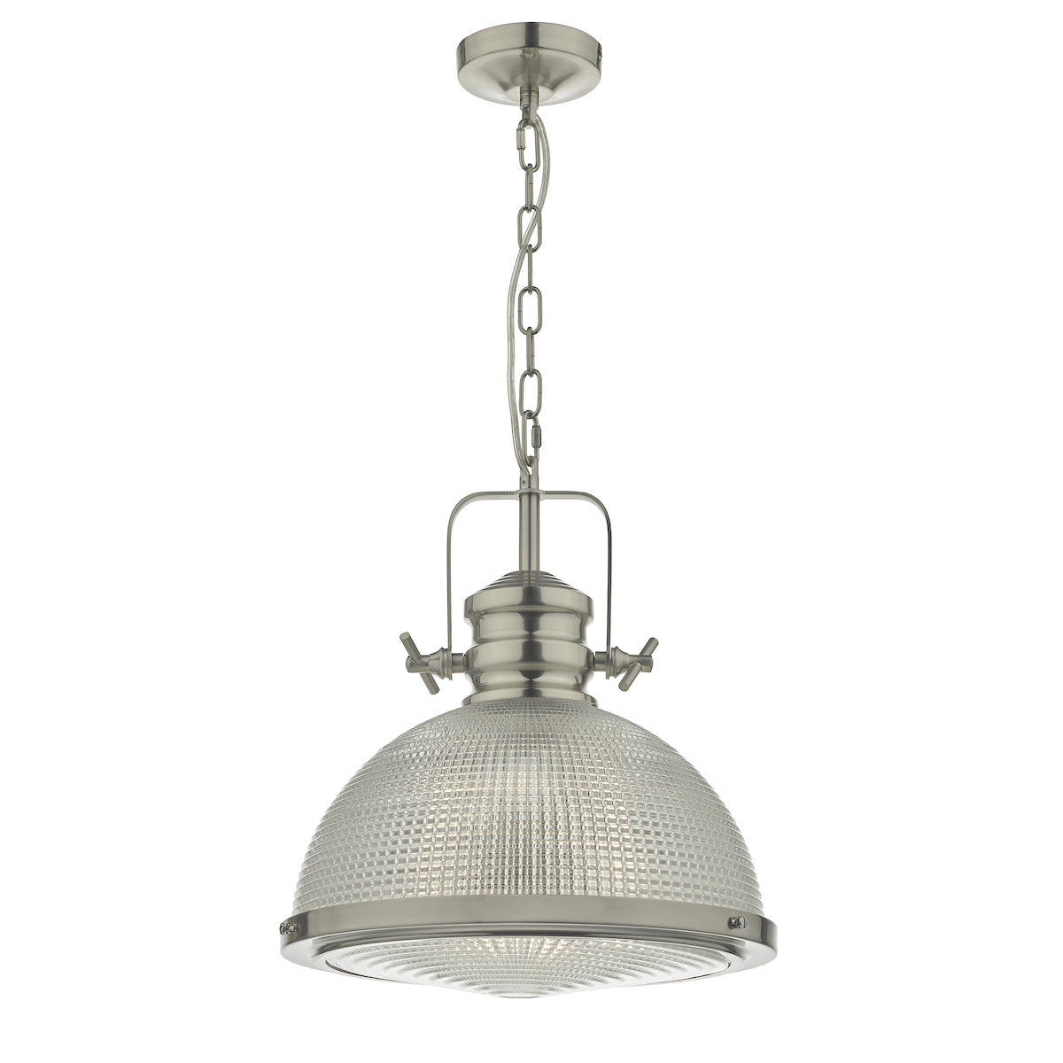 Peyton 1 Light Pendant Satin Nickel And Textured Glass<br>Satin Nickel