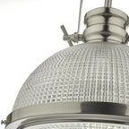 Peyton 1 Light Pendant Satin Nickel And Textured Glass<br>Satin Nickel