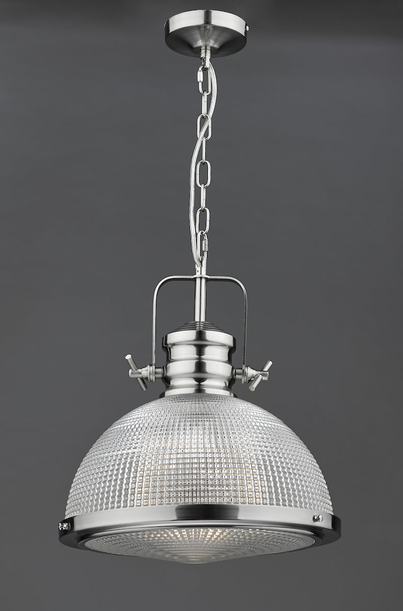 Peyton 1 Light Pendant Satin Nickel And Textured Glass<br>Satin Nickel