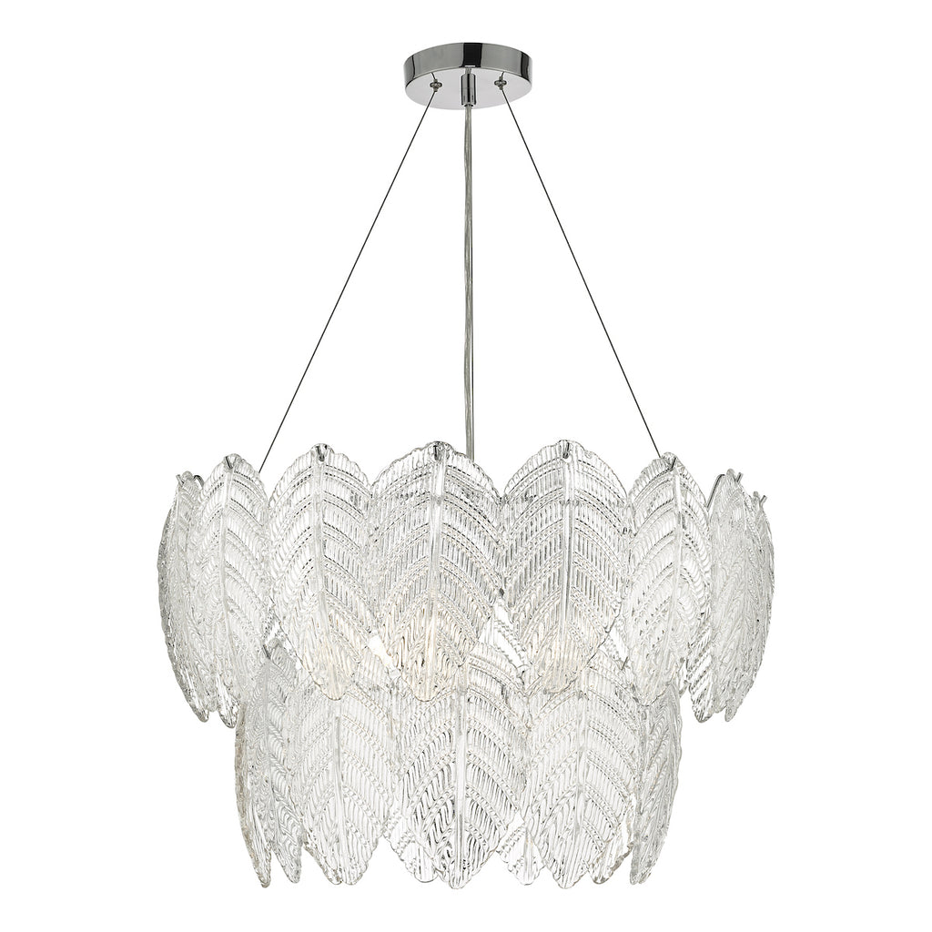 Phillipa 3 Light Pendant Clear Glass And Polished Chrome<br>Textured Glass