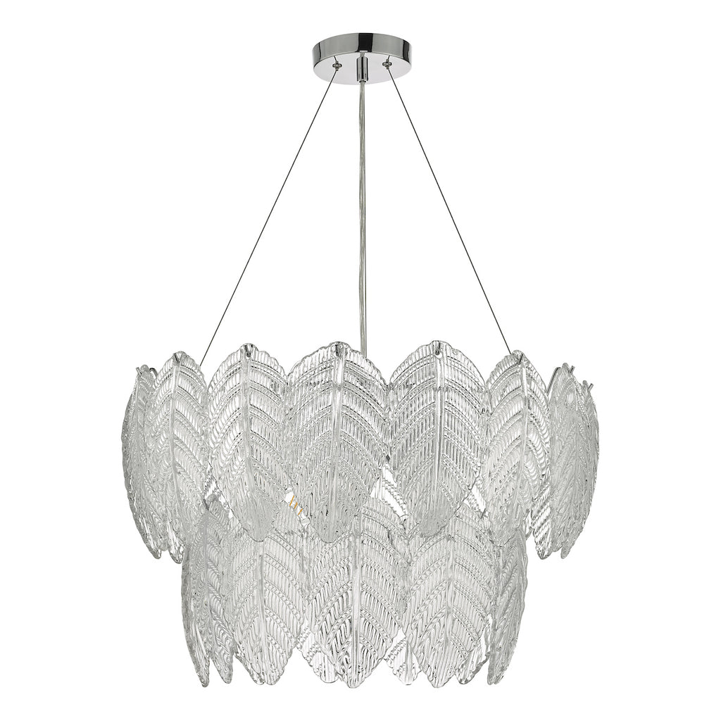 Phillipa 3 Light Pendant Clear Glass And Polished Chrome<br>Textured Glass