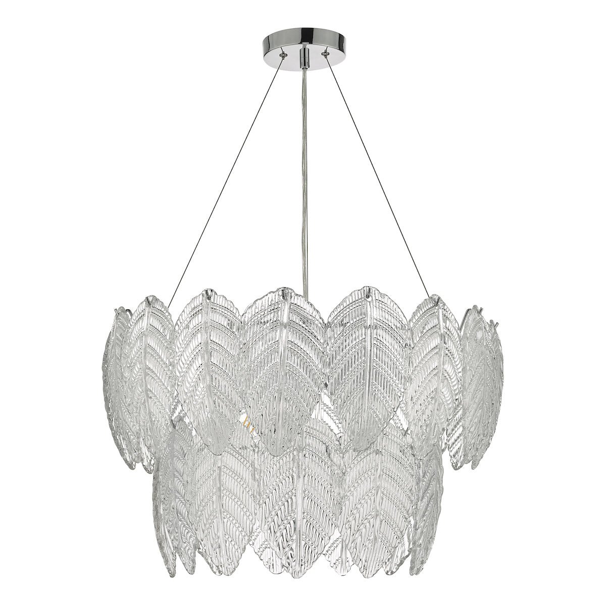 Phillipa 3 Light Pendant Clear Glass And Polished Chrome<br>Textured Glass