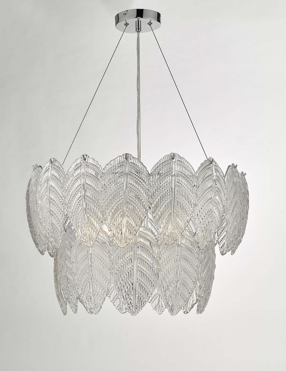 Phillipa 3 Light Pendant Clear Glass And Polished Chrome<br>Textured Glass