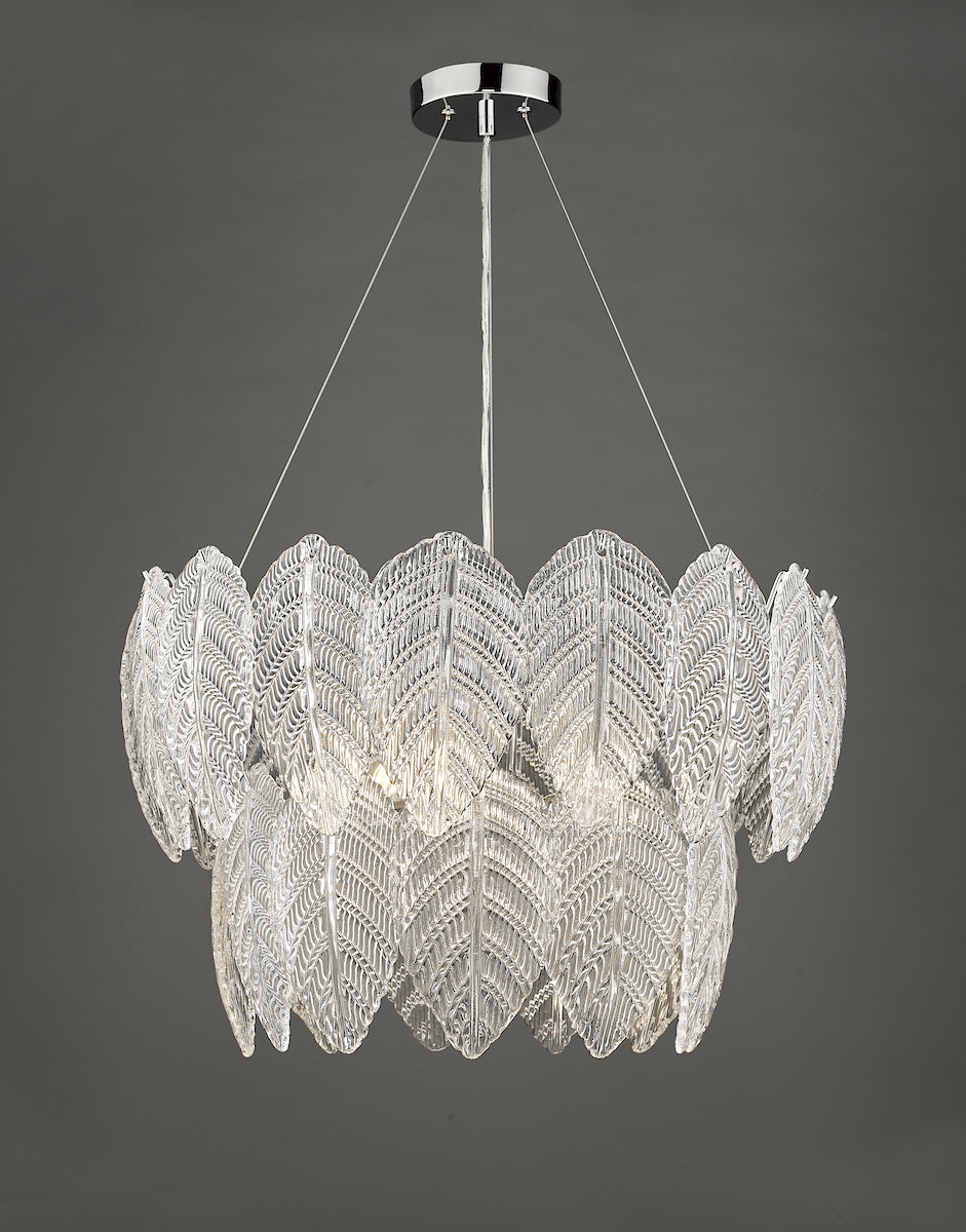 Phillipa 3 Light Pendant Clear Glass And Polished Chrome<br>Textured Glass