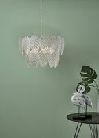 Phillipa 3 Light Pendant Clear Glass And Polished Chrome<br>Textured Glass
