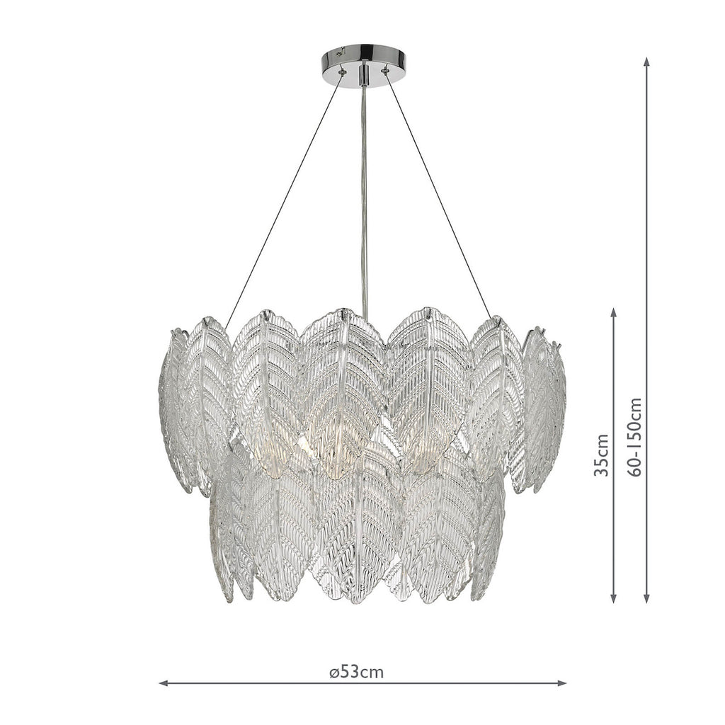 Phillipa 3 Light Pendant Clear Glass And Polished Chrome<br>Textured Glass