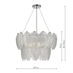 Phillipa 3 Light Pendant Clear Glass And Polished Chrome<br>Textured Glass