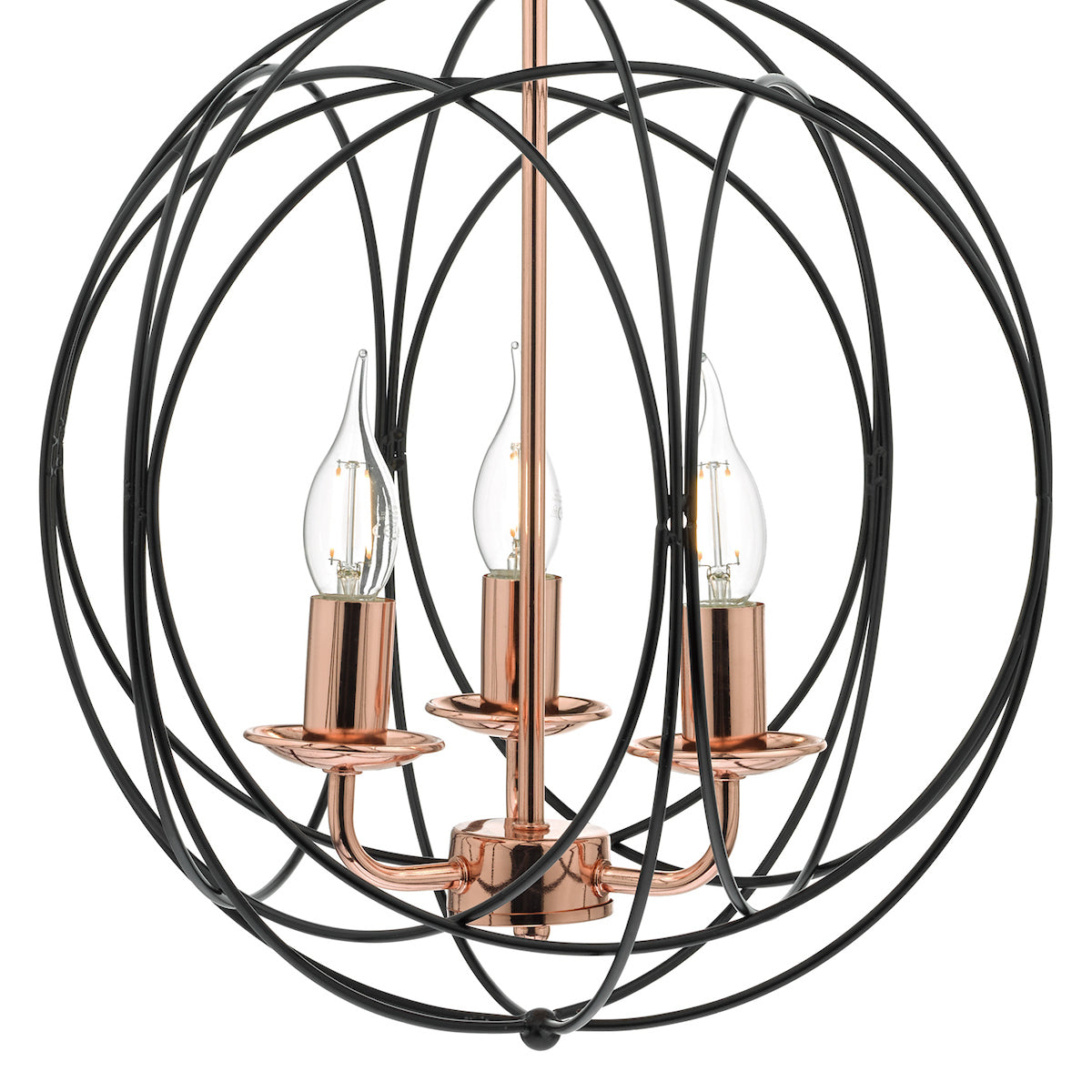 Phoenix 3 Light Pendant Black & Copper<br>Matt Black