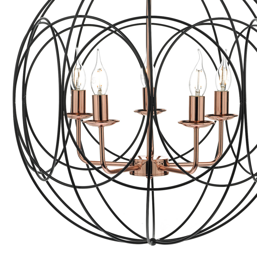 Phoenix 5lt Pendant Black & Copper<br>Matt Black