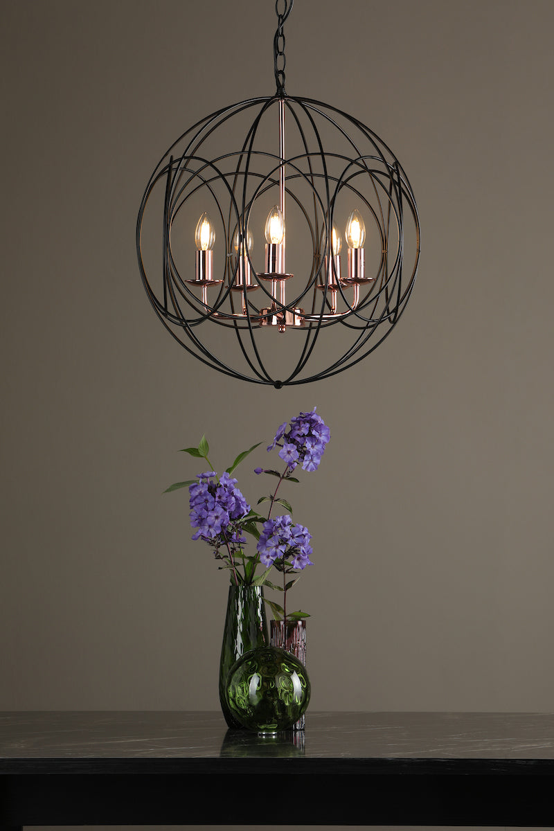 Phoenix 5lt Pendant Black & Copper<br>Matt Black