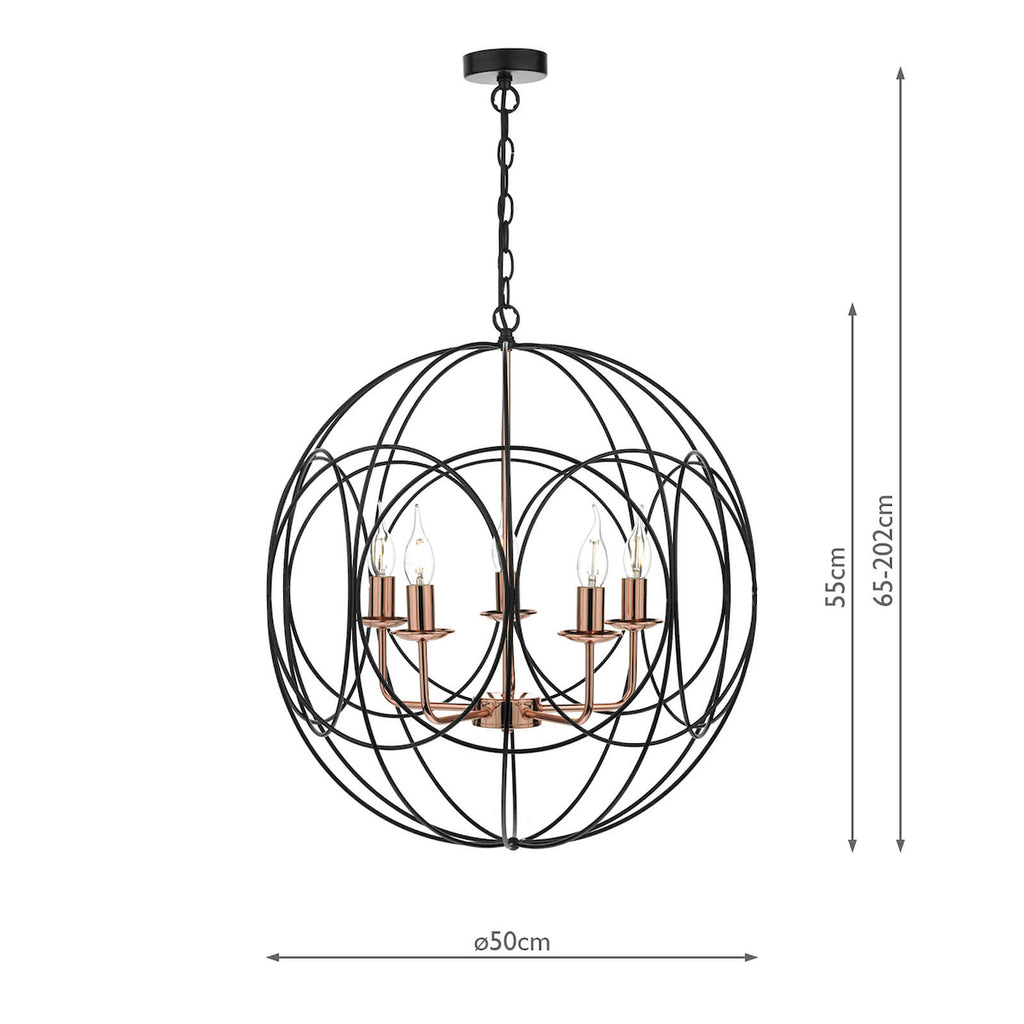 Phoenix 5lt Pendant Black & Copper<br>Matt Black