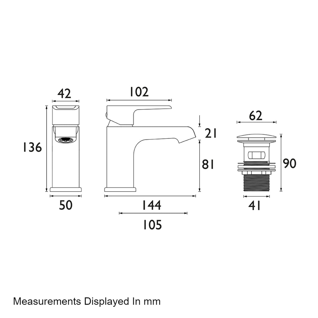Bristan Polo Basin Mixer with Clicker Waste - Chrome