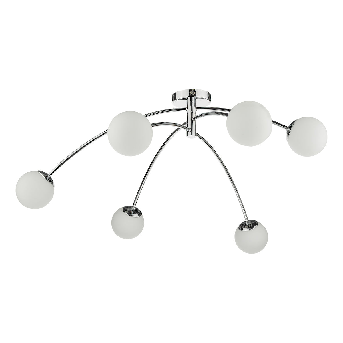 Puglia 6 Light Semi Flush Polished Chrome Opal Glass<br>Polished Chrome
