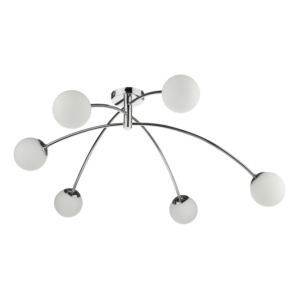 Puglia 6 Light Semi Flush Polished Chrome Opal Glass<br>Polished Chrome