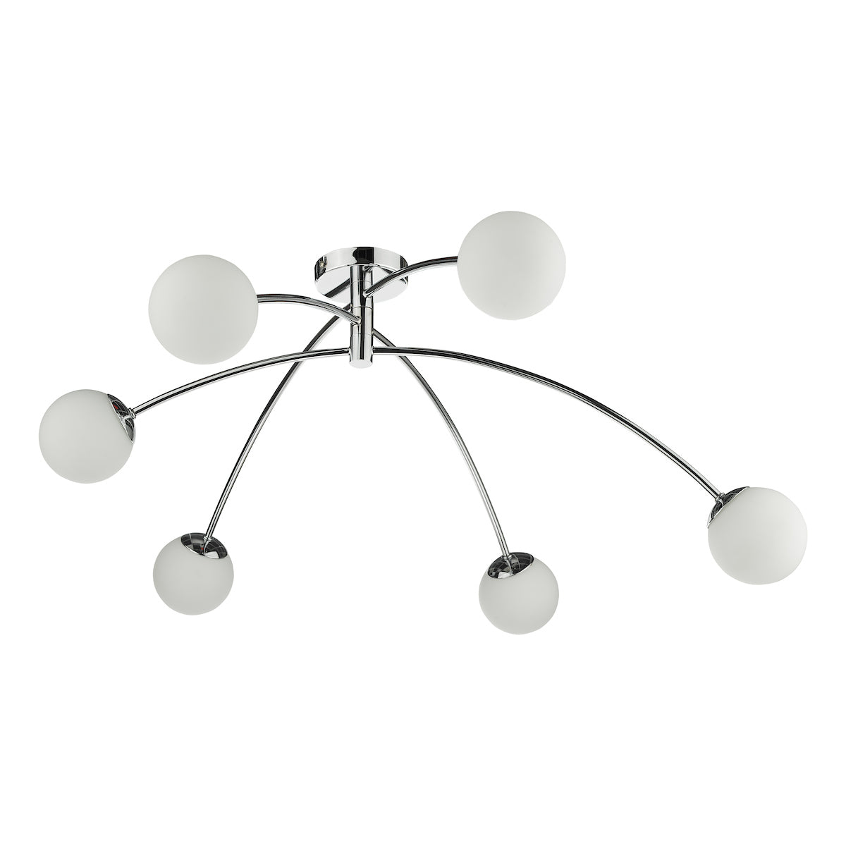 Puglia 6 Light Semi Flush Polished Chrome Opal Glass<br>Polished Chrome