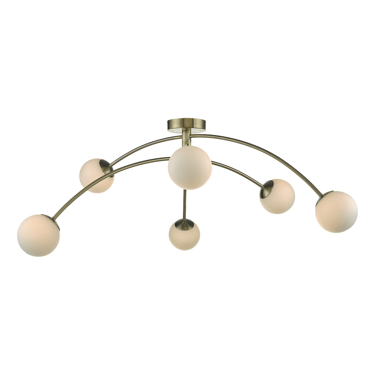 Puglia 6 Light Semi Flush Antique Brass Opal Glass<br>Antique Brass