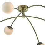 Puglia 6 Light Semi Flush Antique Brass Opal Glass<br>Antique Brass