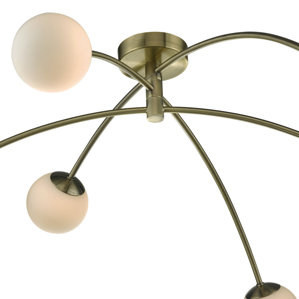 Puglia 6 Light Semi Flush Antique Brass Opal Glass<br>Antique Brass
