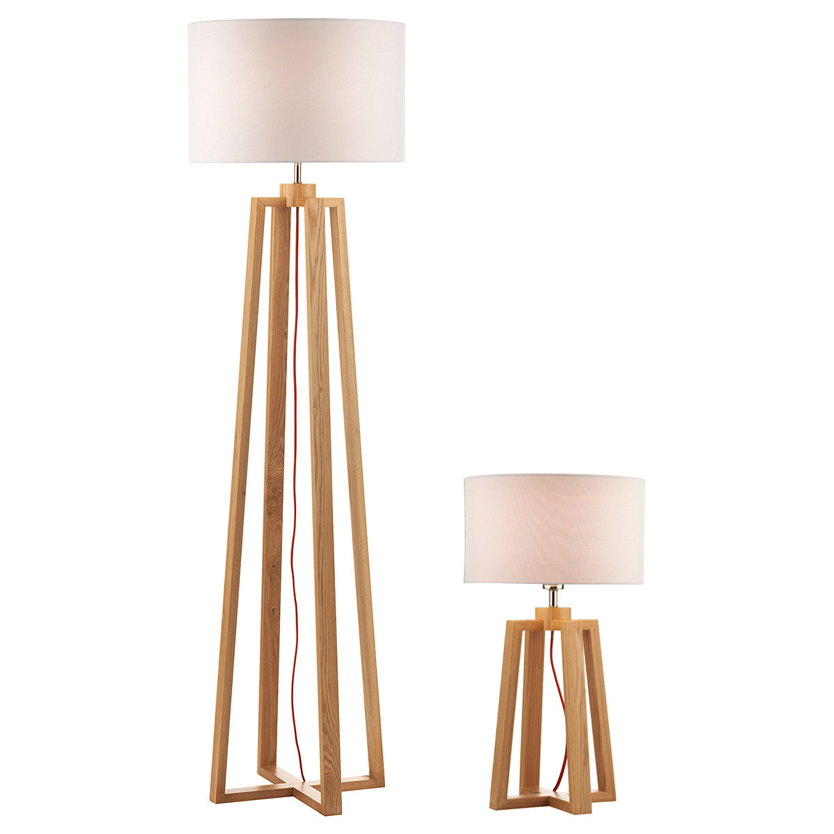 Pyramid Table & Floor Twin Pack Comes With Shade s<br>Wood