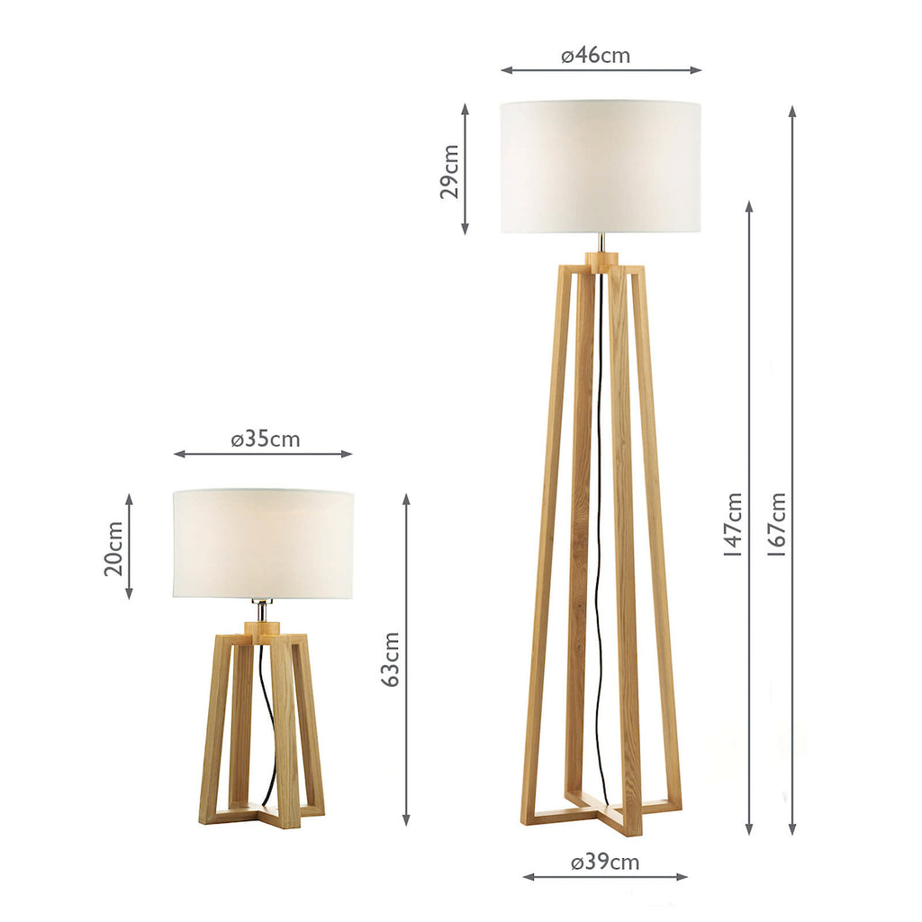 Pyramid Table & Floor Twin Pack Comes With Shade s<br>Wood