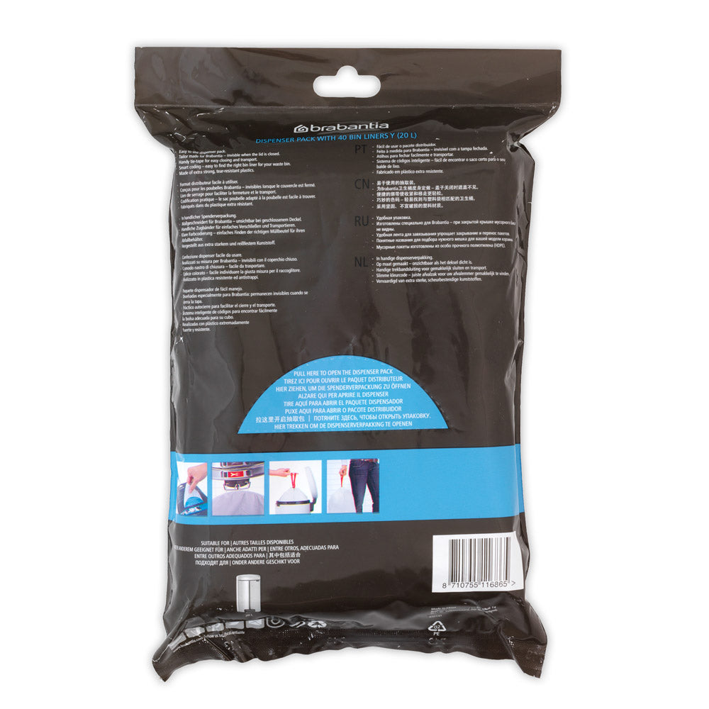 Brabantia 40 PerfectFit Bin Liners (Y) 20L