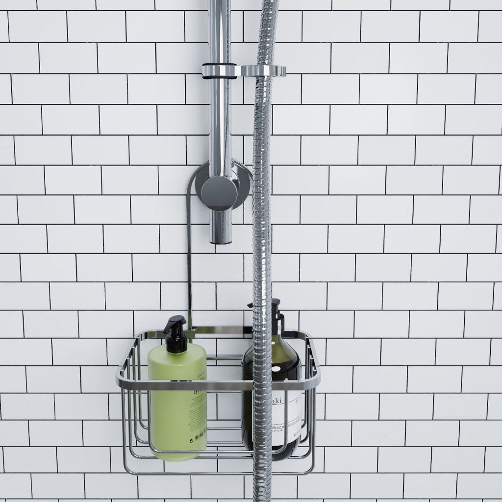 Croydex Shower Riser Rail Hook Over Caddy - Chrome