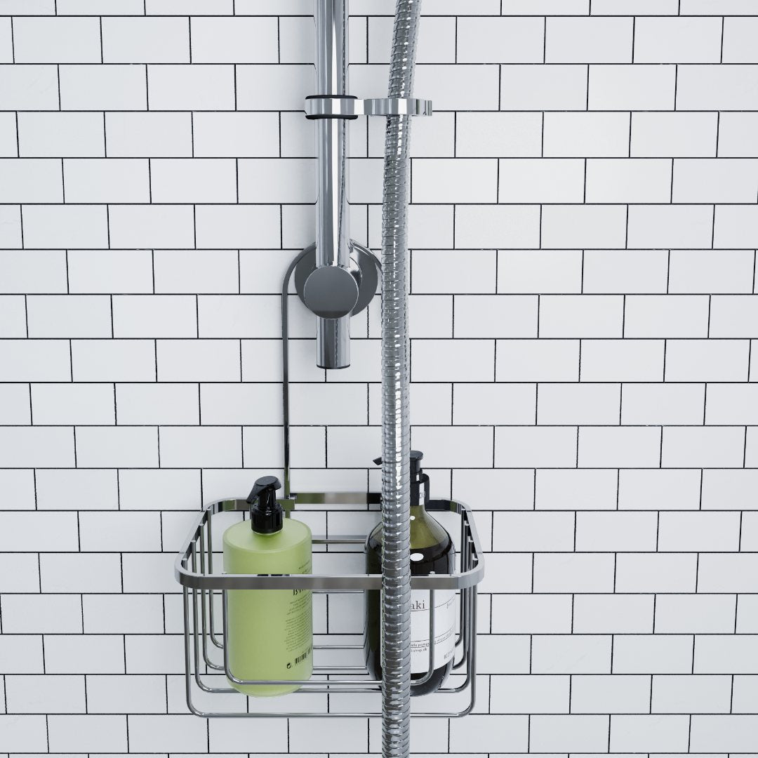 Croydex Shower Riser Rail Hook Over Caddy - Chrome