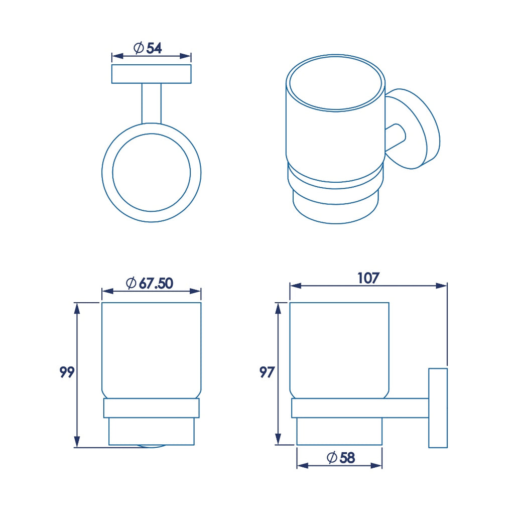 Croydex Romsey Tumbler & Holder - Chrome