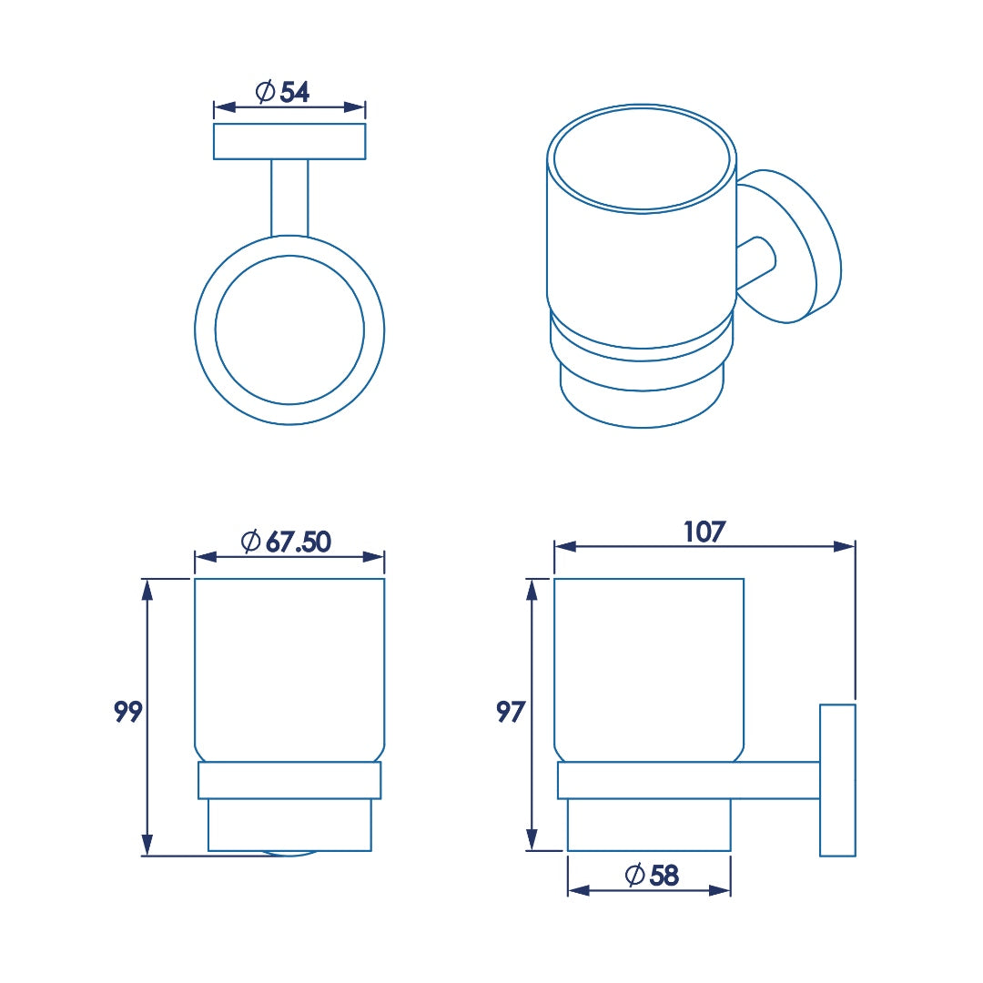 Croydex Romsey Tumbler & Holder - Chrome