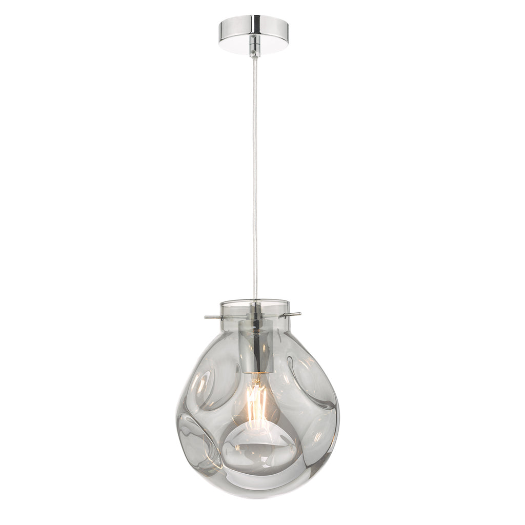 Quinn Pendant Polished Chrome & Smoked Glass<br>Polished Chrome