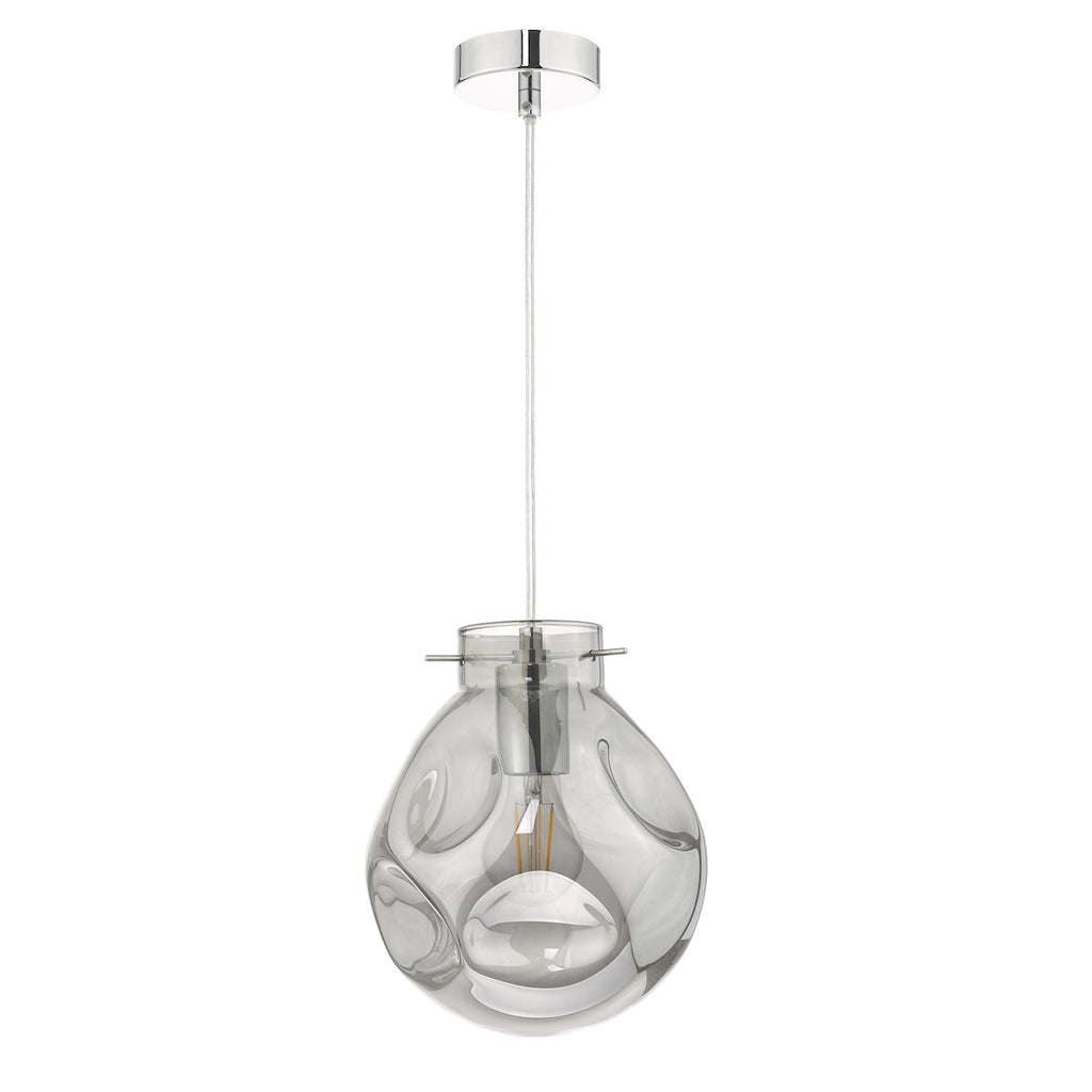 Quinn Pendant Polished Chrome & Smoked Glass<br>Polished Chrome