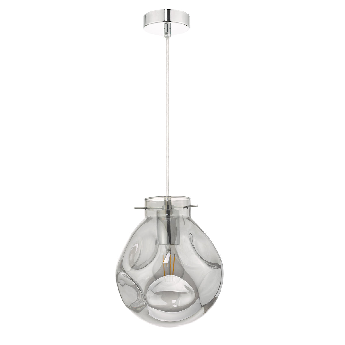 Quinn Pendant Polished Chrome & Smoked Glass<br>Polished Chrome