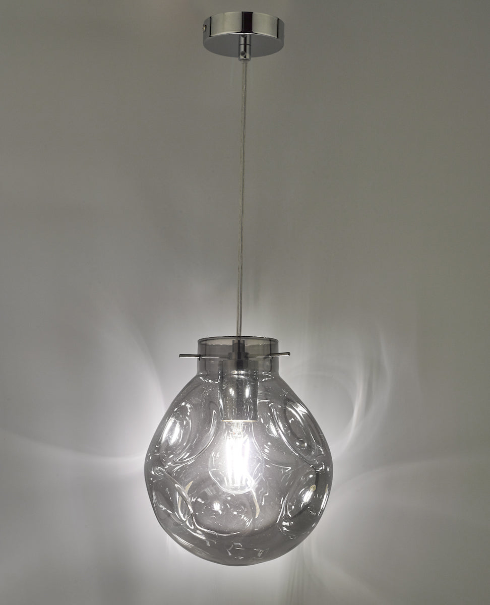 Quinn Pendant Polished Chrome & Smoked Glass<br>Polished Chrome