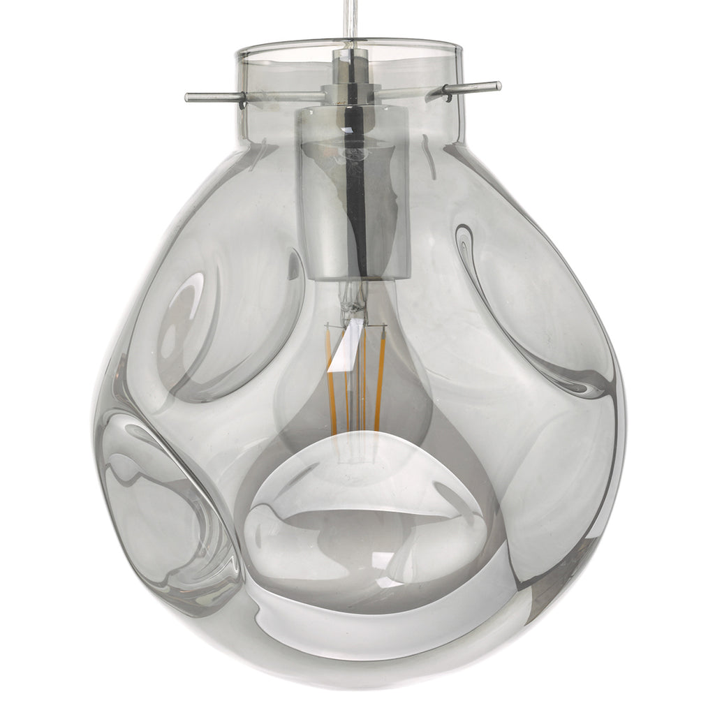 Quinn Pendant Polished Chrome & Smoked Glass<br>Polished Chrome