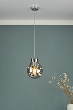 Quinn Pendant Polished Chrome & Smoked Glass<br>Polished Chrome