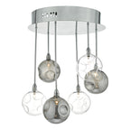 Quinn 6 Light Semi Flush Polished Chrome With Smoked & Clear Glass<br>Polished Chrome