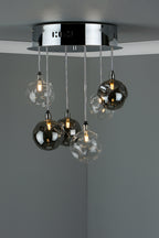 Quinn 6 Light Semi Flush Polished Chrome With Smoked & Clear Glass<br>Polished Chrome