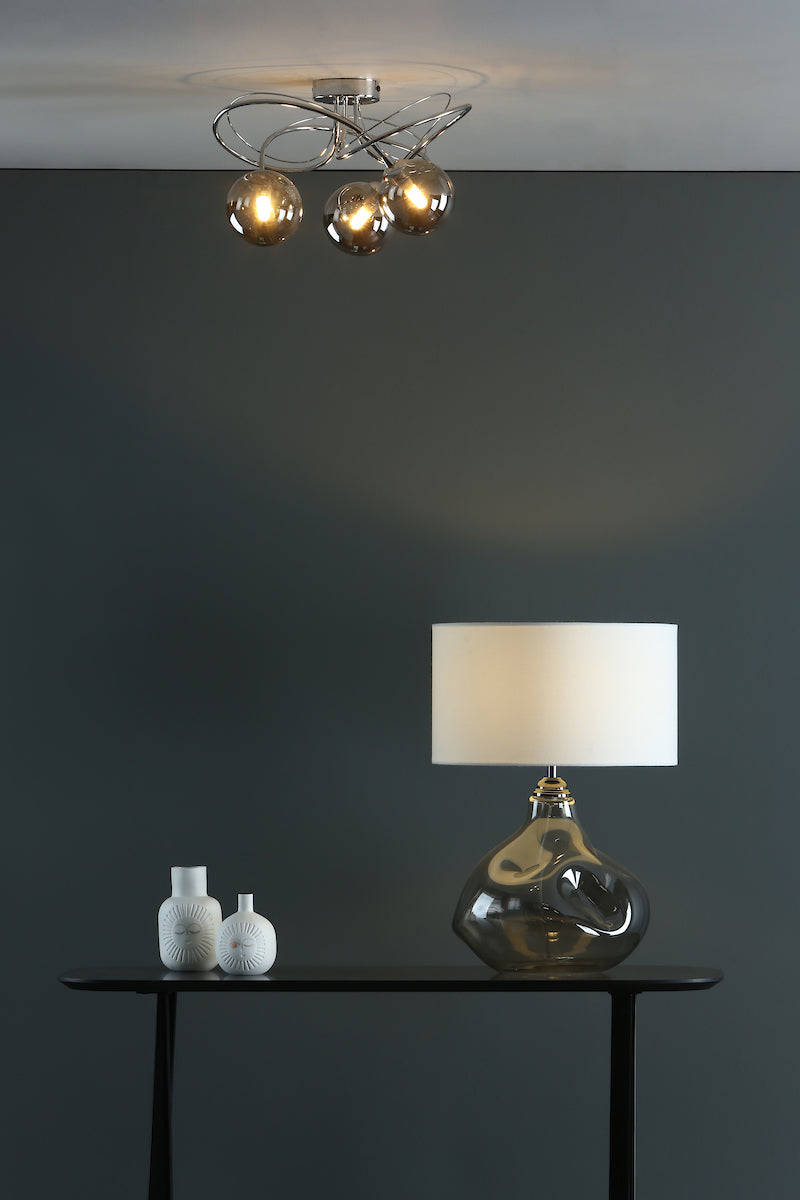 Quinn Table Lamp Smoked Glass With Shade <br>Smoked Glass