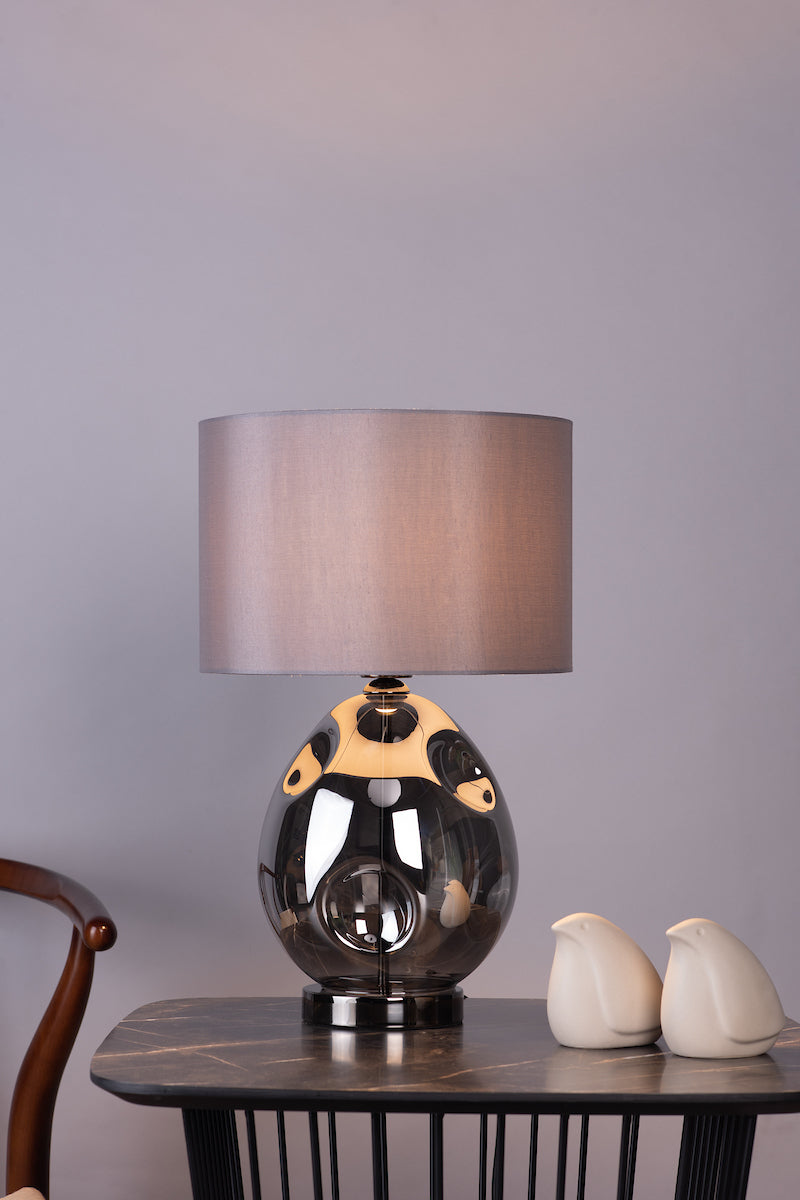 Quinn Table Lamp Smoked Glass With Shade <br>Smoked Glass