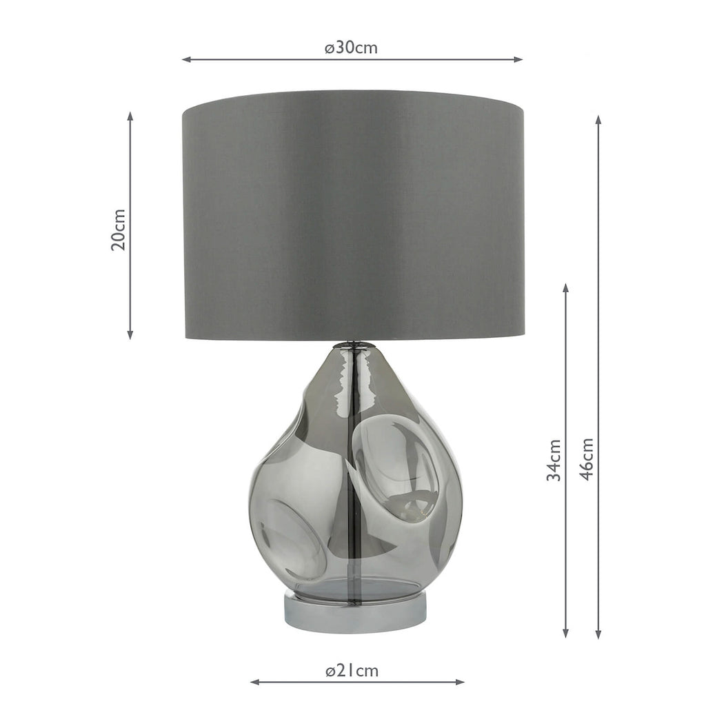 Quinn Table Lamp Smoked Glass With Shade <br>Smoked Glass