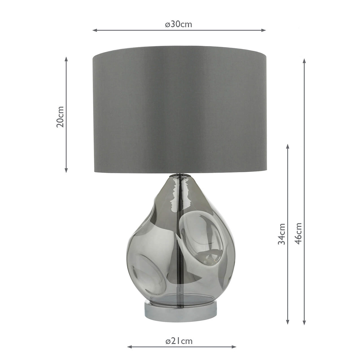 Quinn Table Lamp Smoked Glass With Shade <br>Smoked Glass