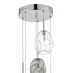 Quinn 6 Light Cluster Pendant Smoked &amp; Clear GlassPolished Chrome