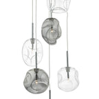 Quinn 6 Light Cluster Pendant Smoked &amp; Clear GlassPolished Chrome
